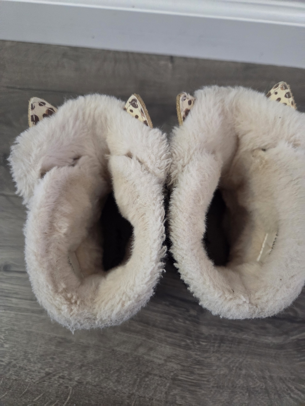 Cat & Jack Kids Leopard Print Bear Face Winter Boots Size 7 - Picture 6 of 7